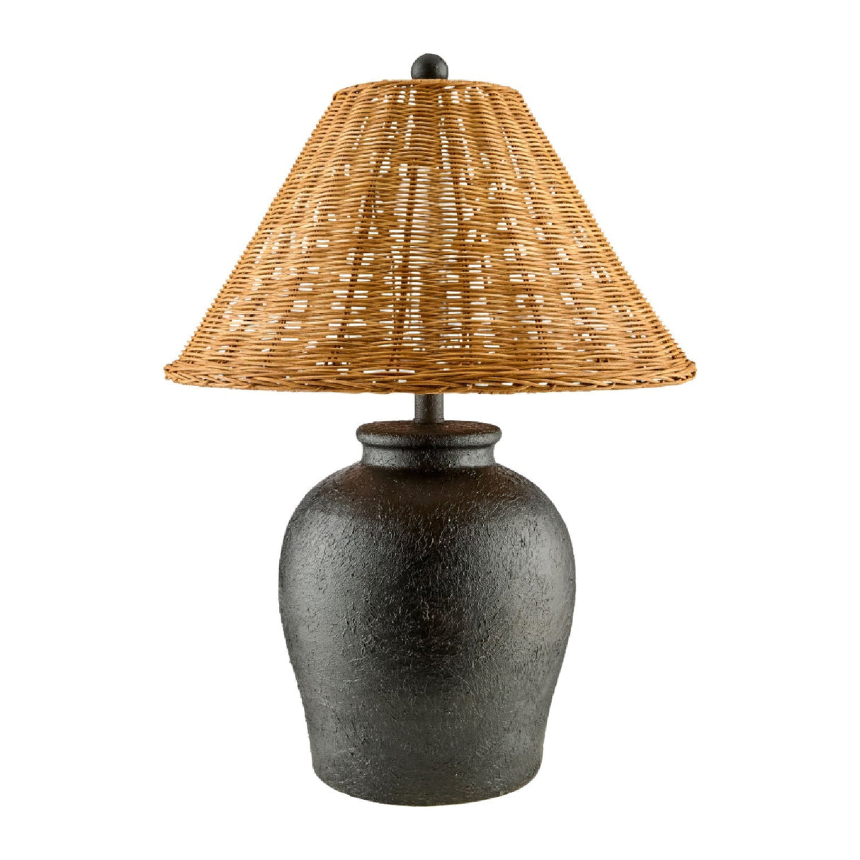 Modern European furniture - Brown Rattan Ceramic Table Lamp - www.oroa.com