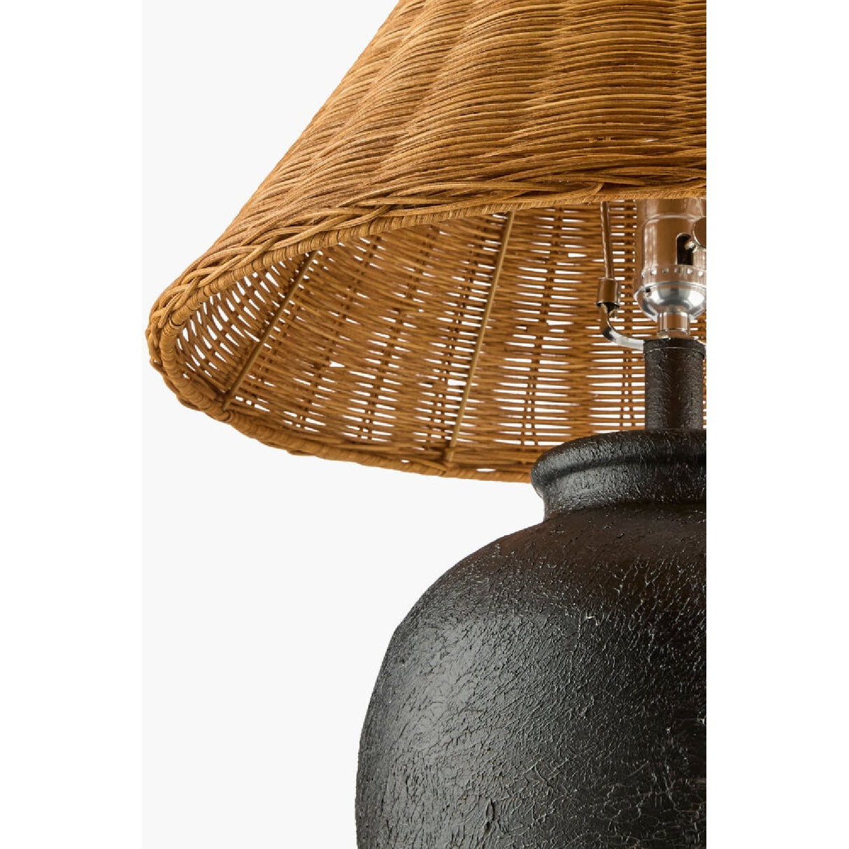 Modern European furniture - Brown Rattan Ceramic Table Lamp - www.oroa.com