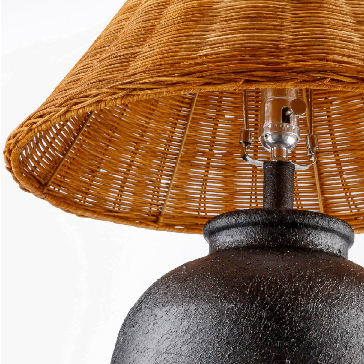 Modern European furniture - Brown Rattan Ceramic Table Lamp - www.oroa.com