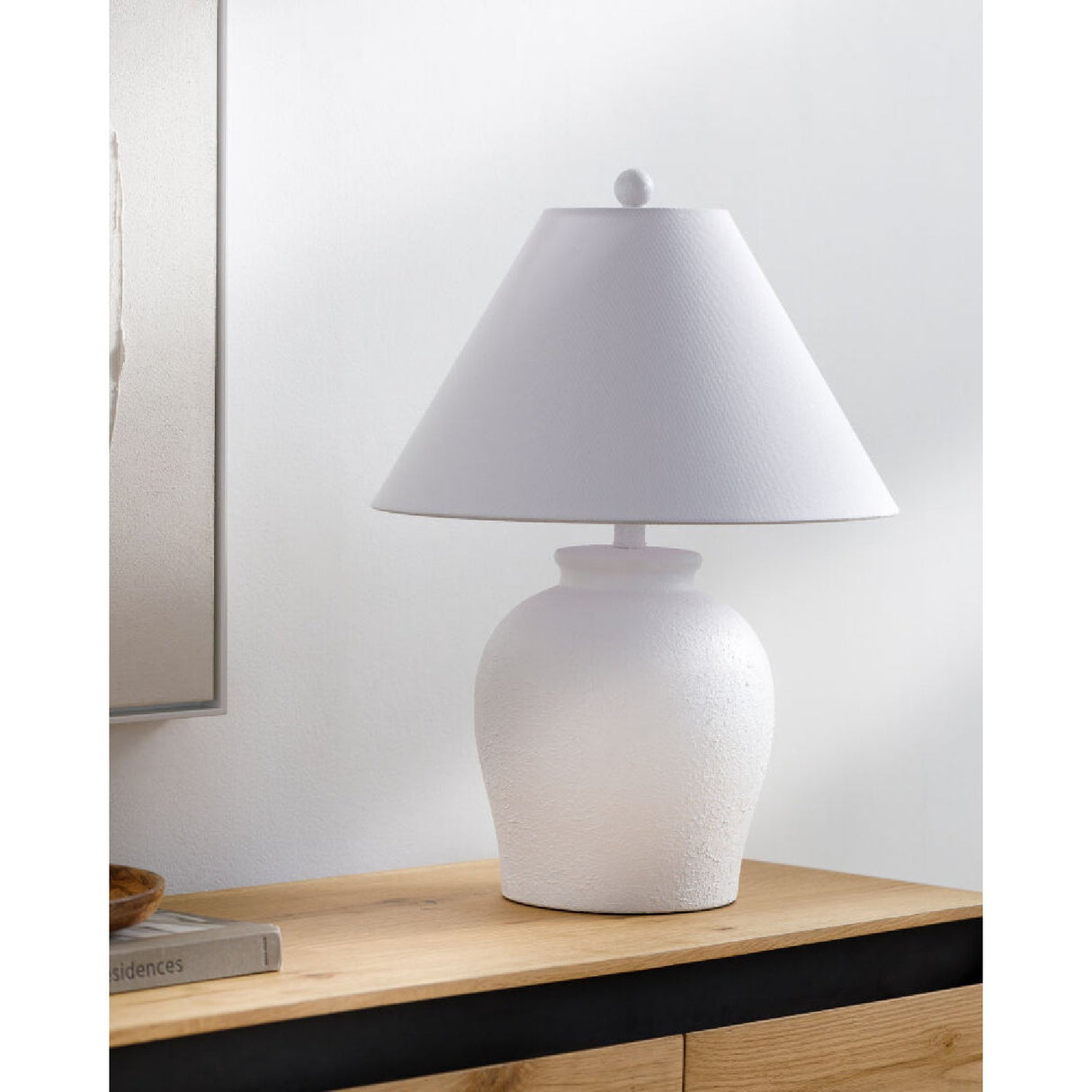 Modern European furniture - Ceramic White Linen Table Lamp - www.oroa.com