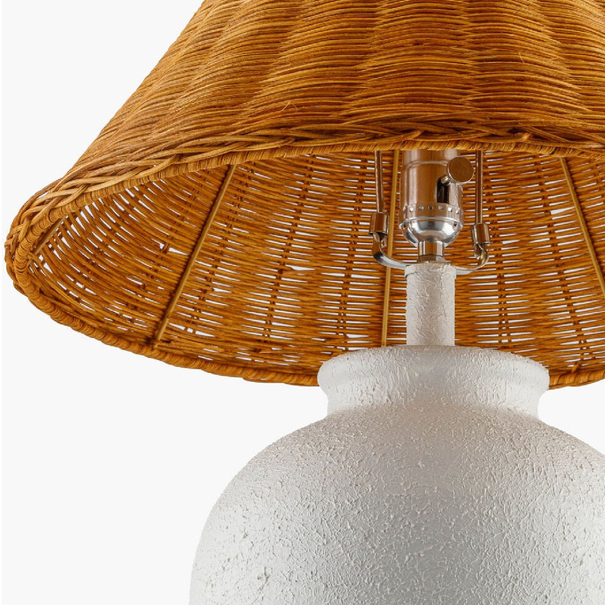 Modern European furniture - Brown Rattan Ceramic Table Lamp - www.oroa.com