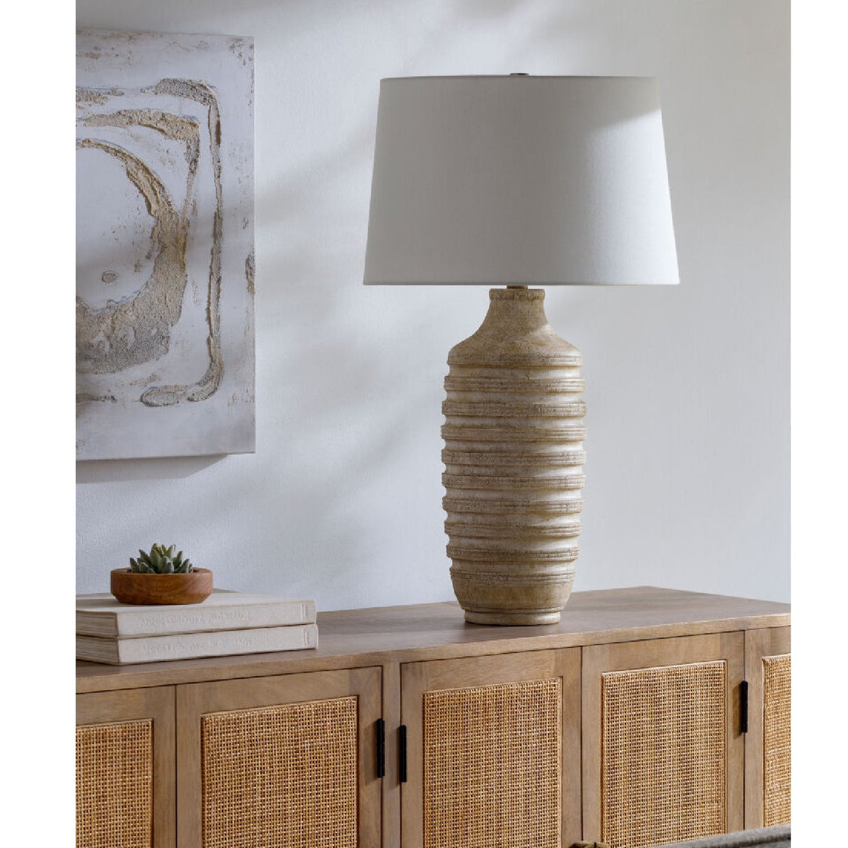 Modern European furniture - Brown Base Linen Table Lamp - www.oroa.com