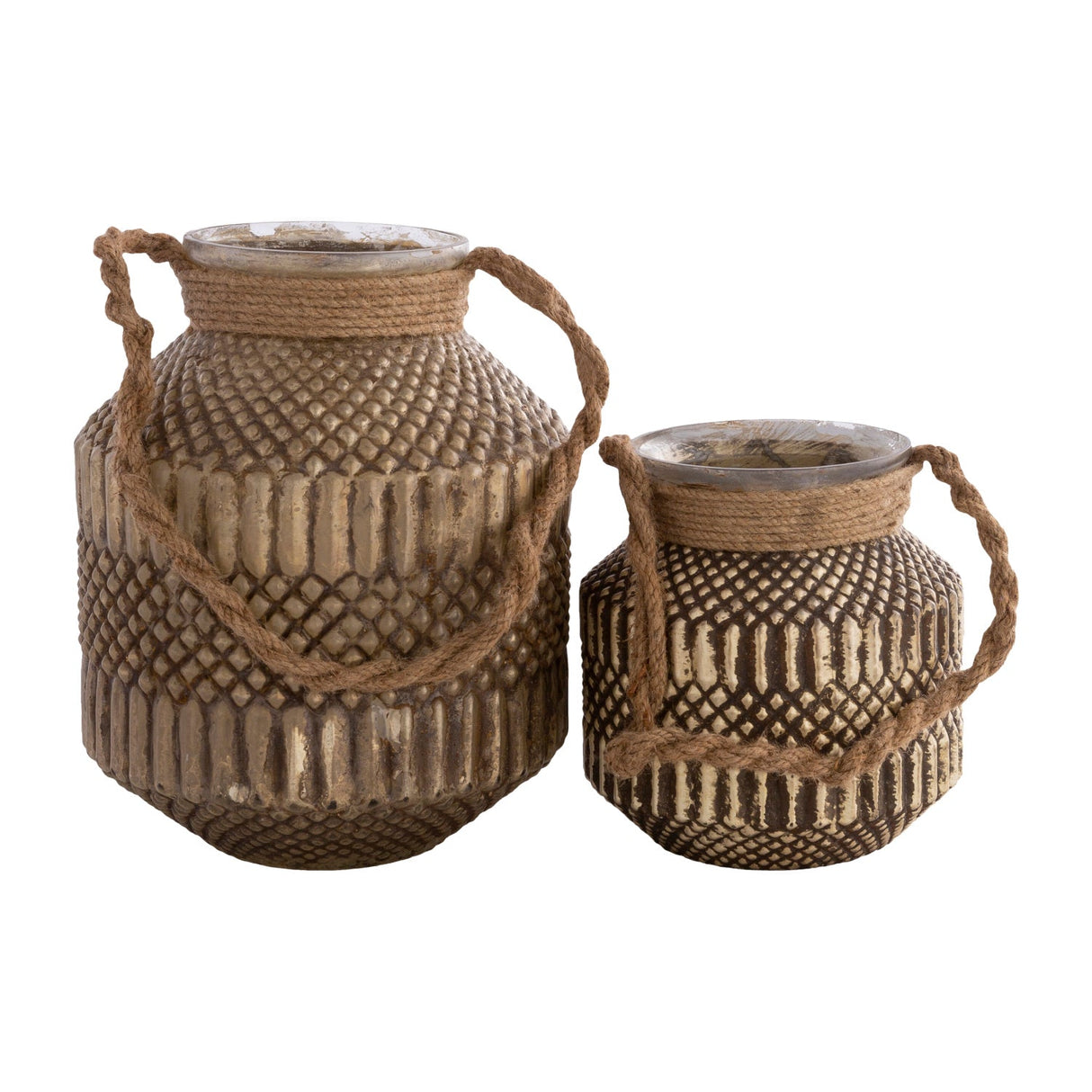 Modern European furniture - Antiqued Glass Lanterns (2) - www.oroa.com