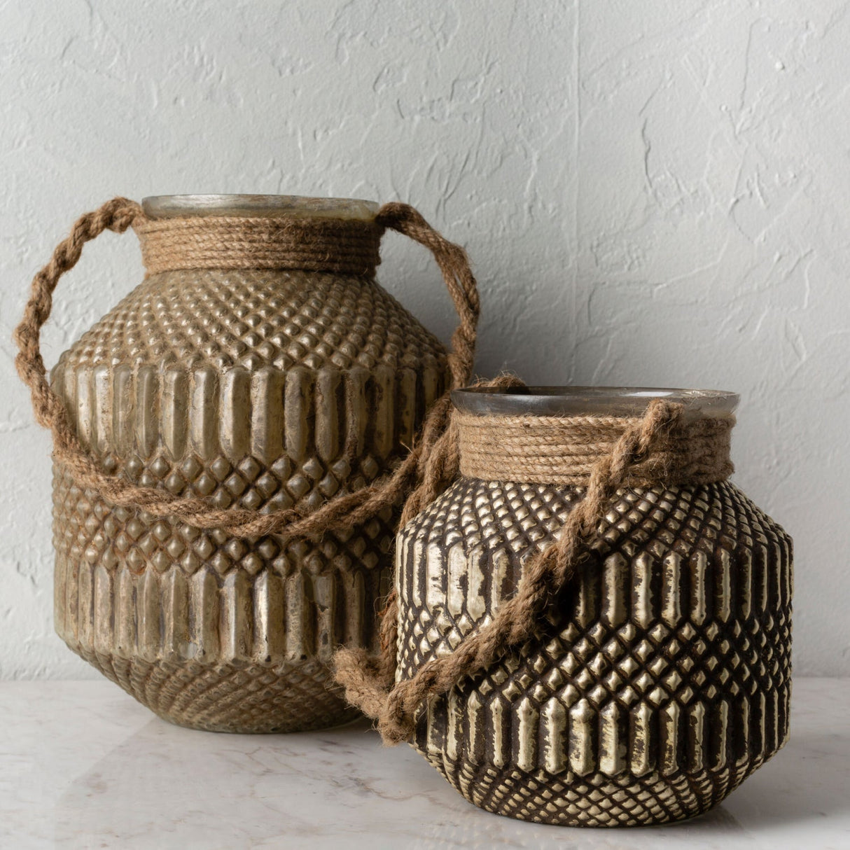 Modern European furniture - Antiqued Glass Lanterns (2) - www.oroa.com
