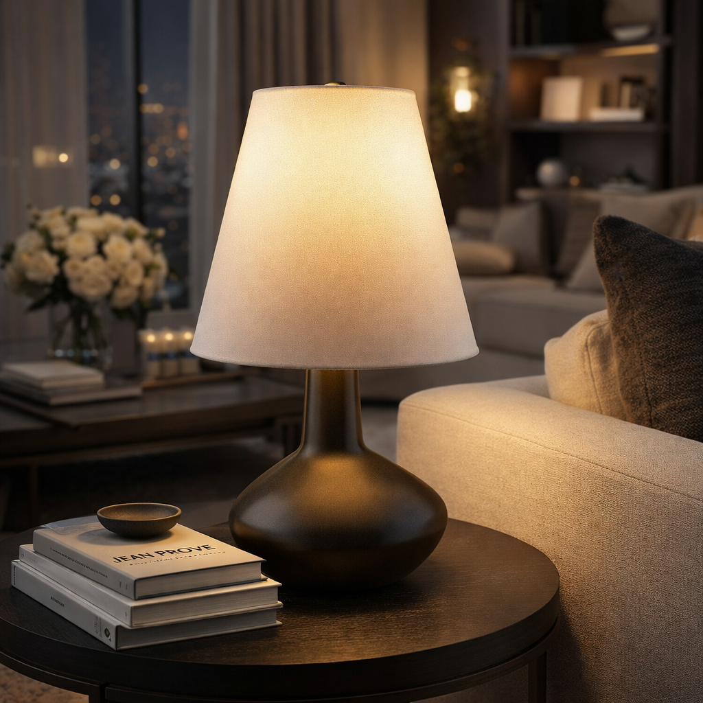 Modern European furniture - Tall Linen Shade Table Lamp - www.oroa.com