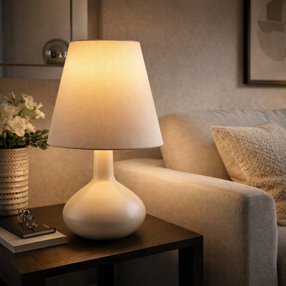 Modern European furniture - Tall Linen Shade Table Lamp - www.oroa.com