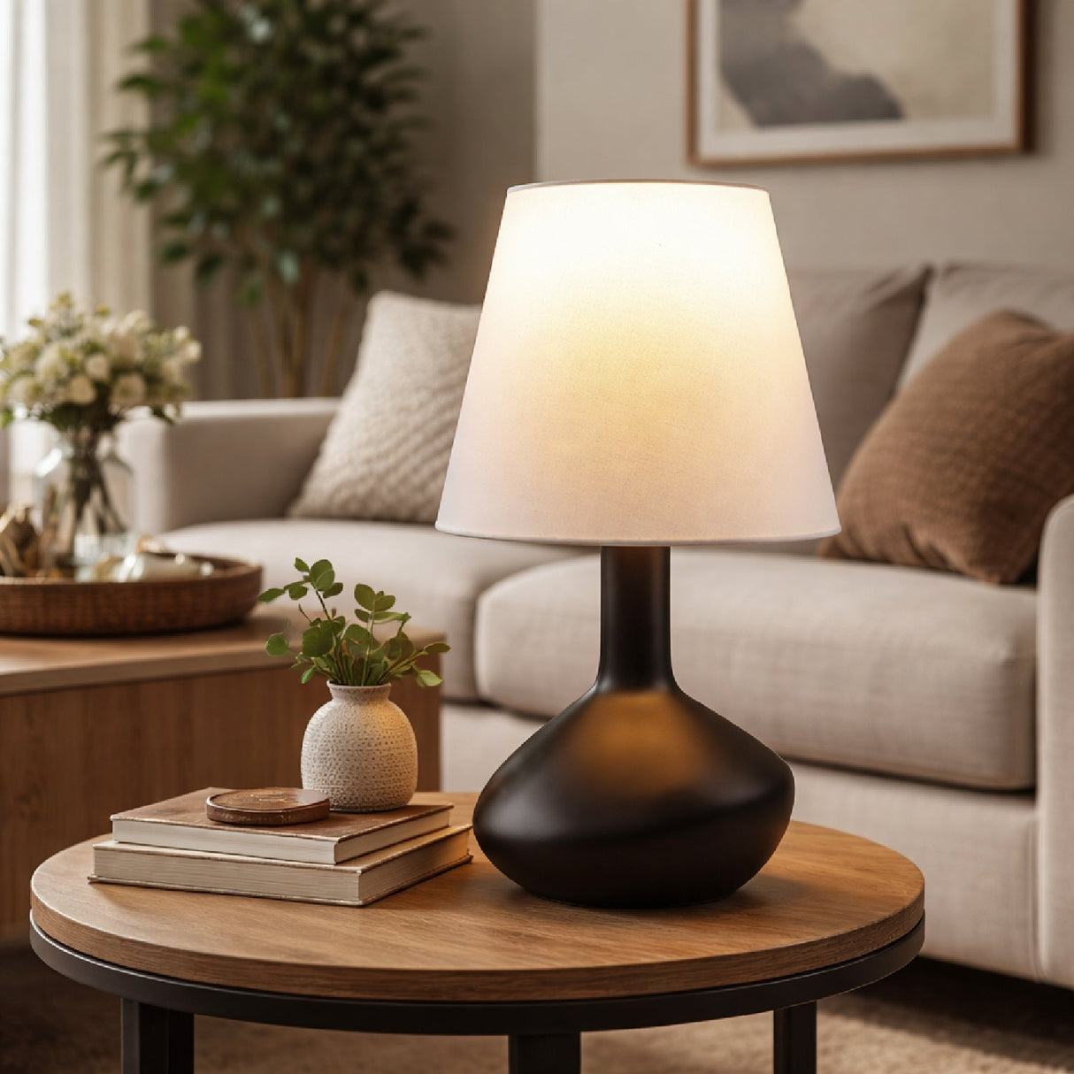 Modern European furniture - Tall Linen Shade Table Lamp - www.oroa.com