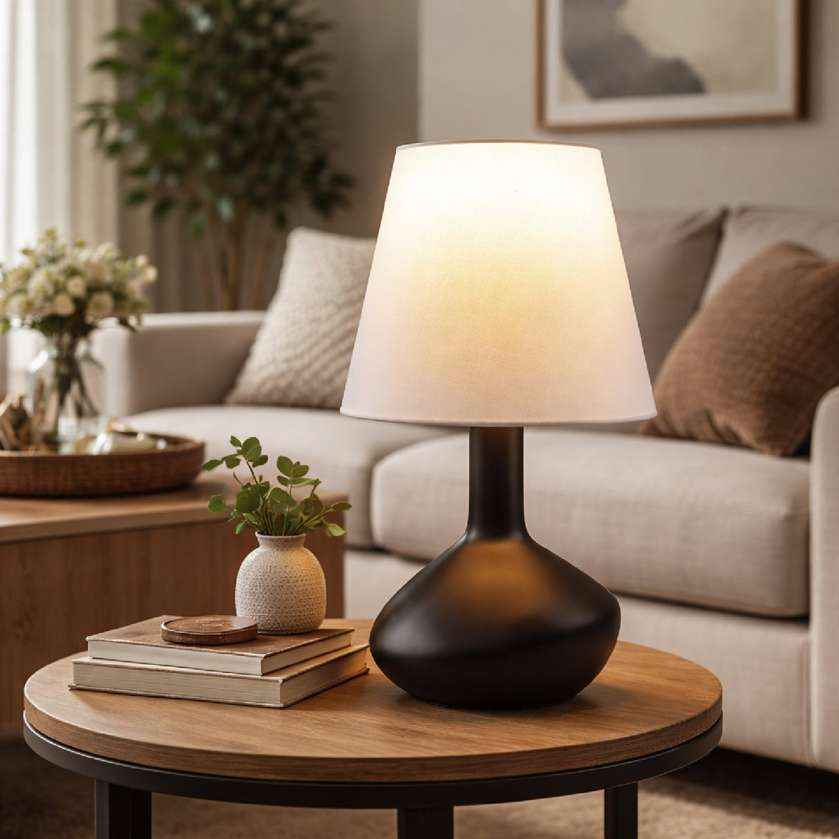 Modern European furniture - Tall Linen Shade Table Lamp - www.oroa.com