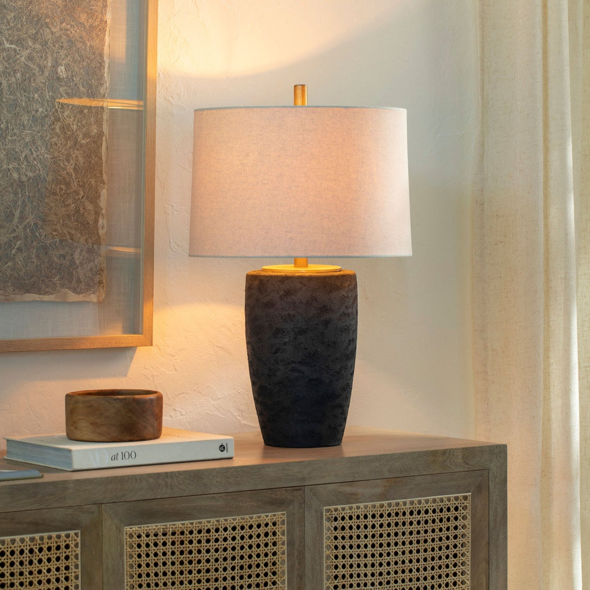 Modern European furniture - Black Textured Base Table Lamp - www.oroa.com