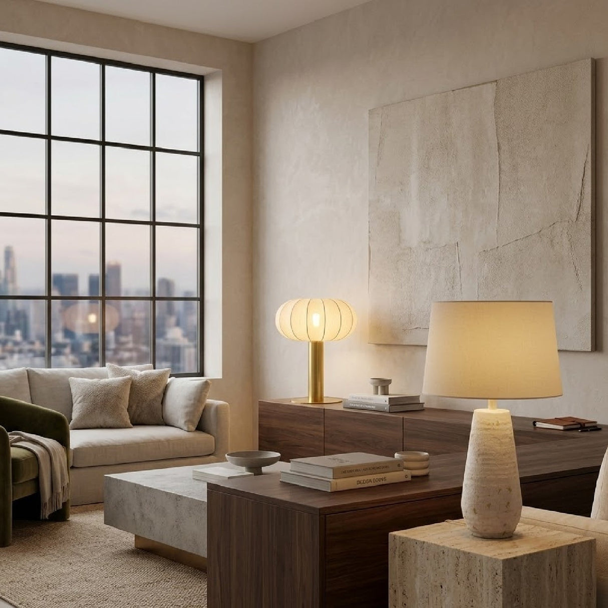 Modern European furniture - Ivory Linen Accent Table Lamp - www.oroa.com