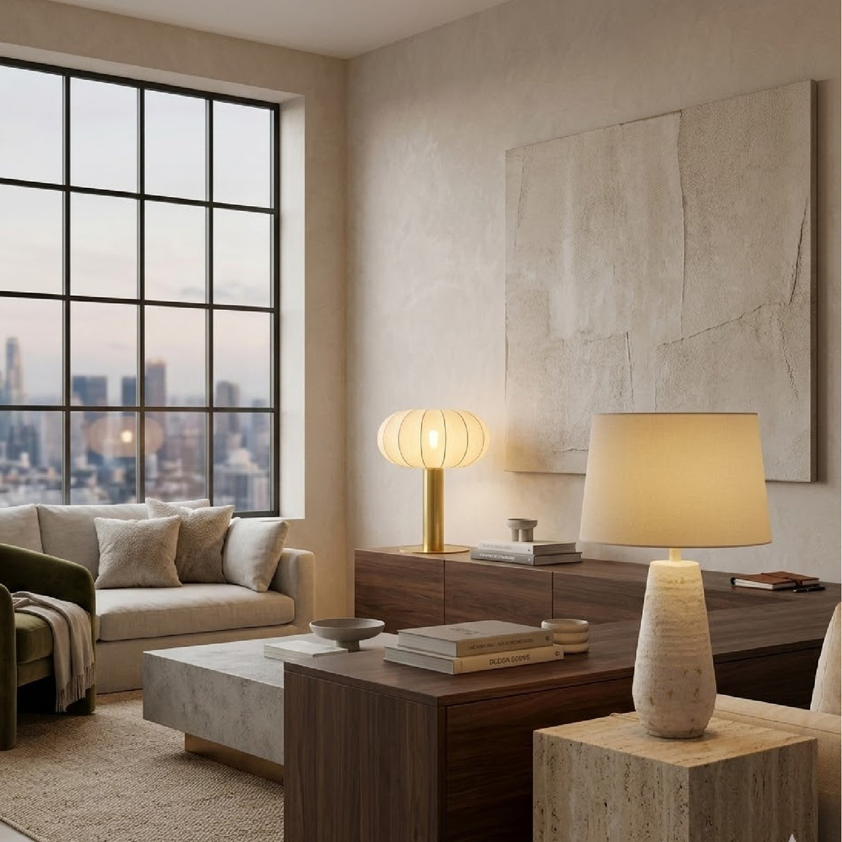 Ivory Linen Accent Table Lamp | Oroa.com