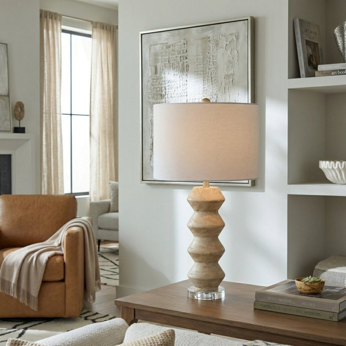 Modern European furniture - Geometrical Base Linen Table Lamp - www.oroa.com