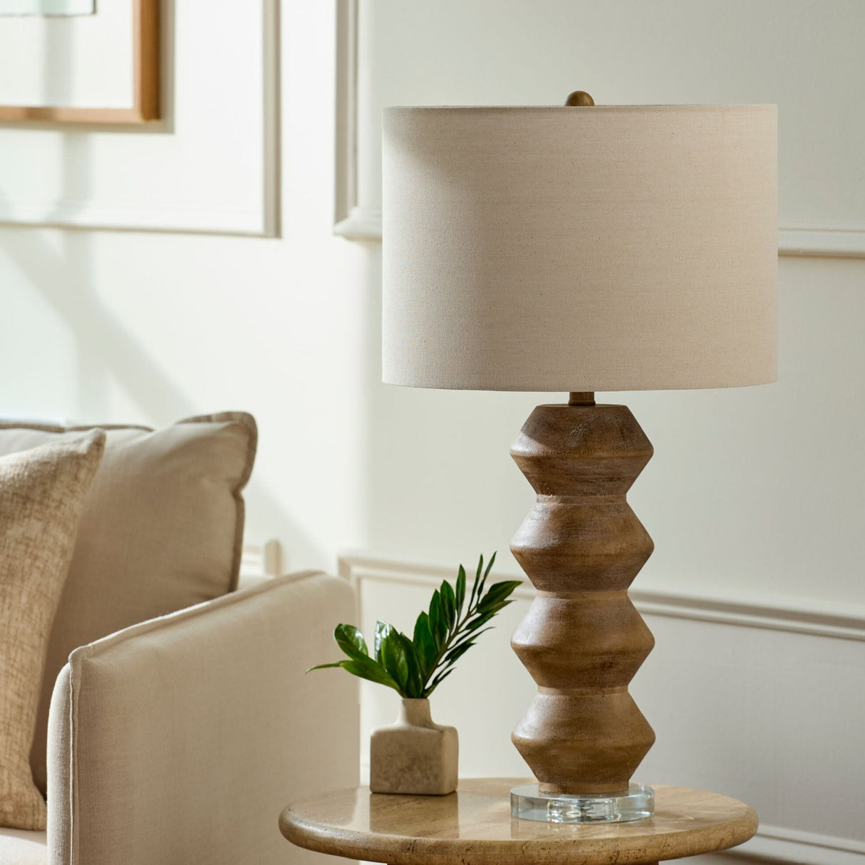 Modern European furniture - Geometrical Base Linen Table Lamp - www.oroa.com