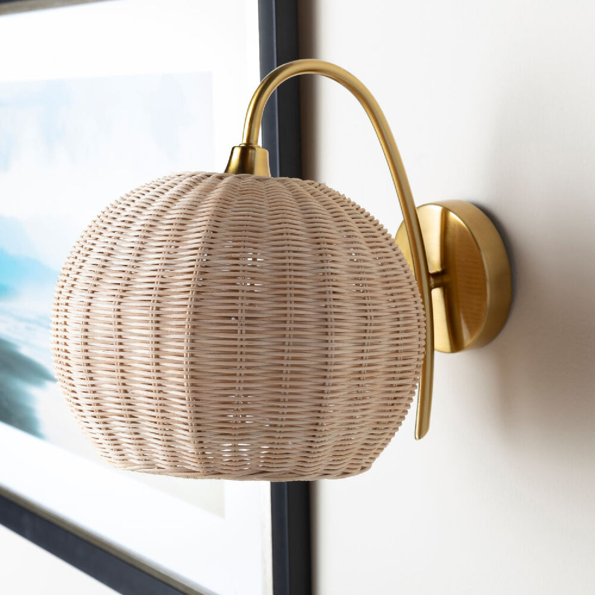 Modern European furniture - Round Rattan Wall Lamp - www.oroa.com