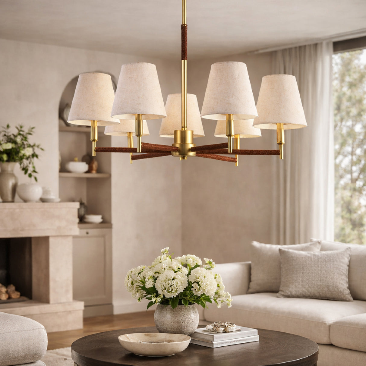 Modern European furniture - Fabric Shade 9-Light Chandelier - www.oroa.com