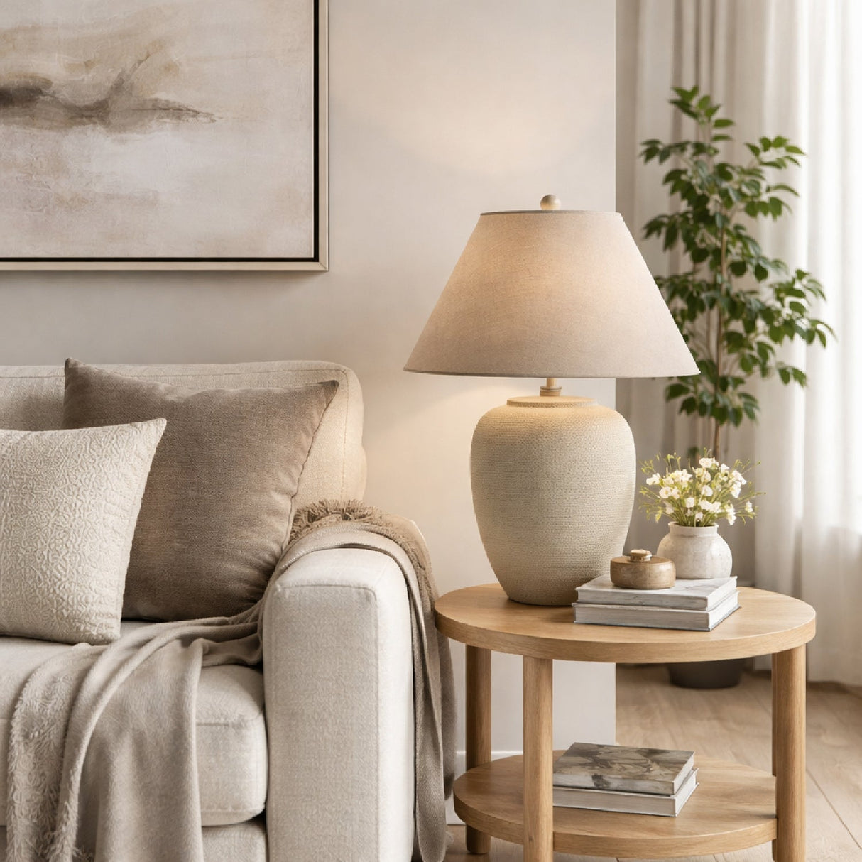 Modern European furniture - Antiqued White Ceramic Table Lamp - www.oroa.com