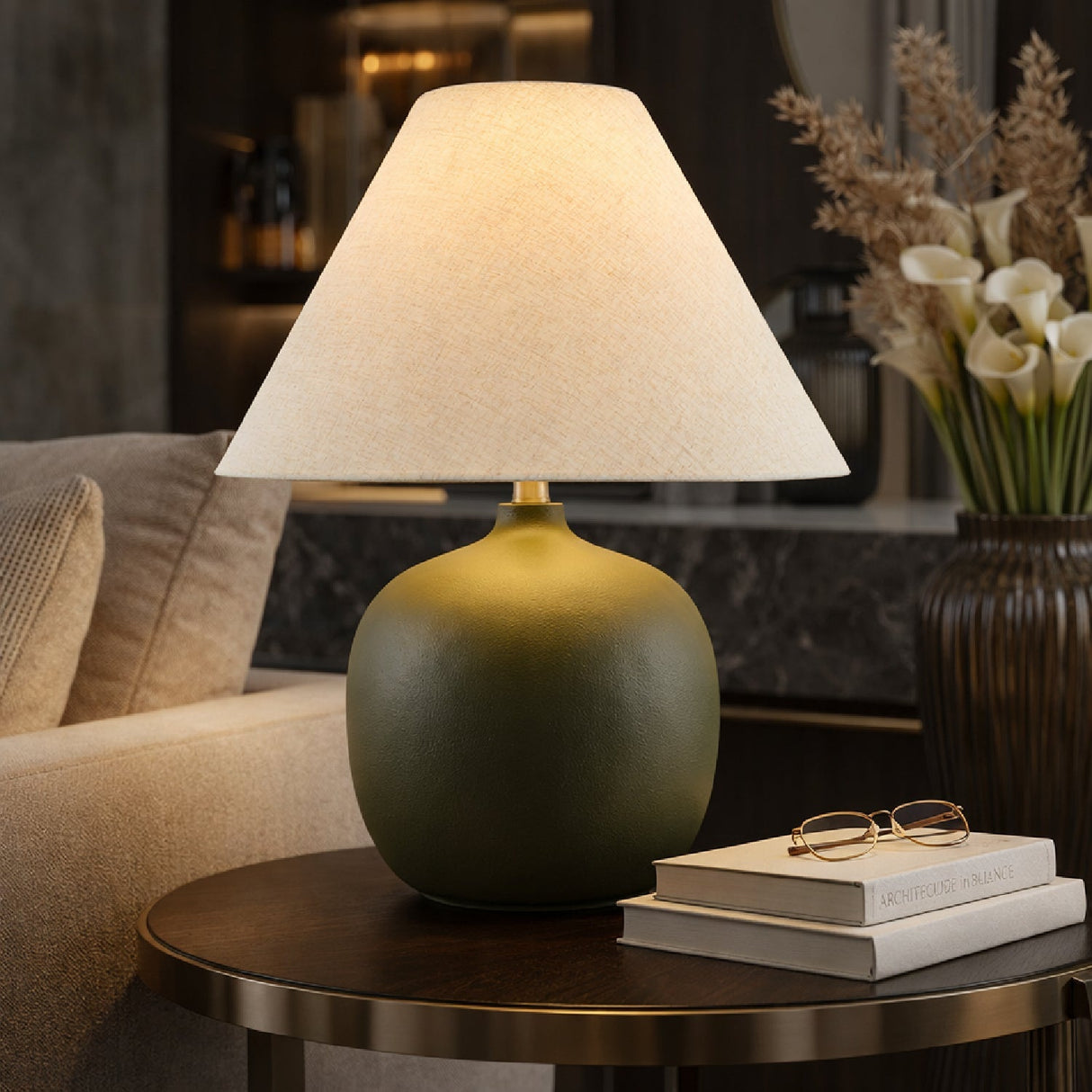 Modern European furniture - Empire Linen Shade Table Lamp - www.oroa.com