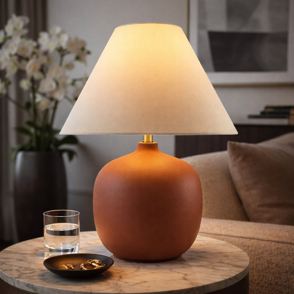 Modern European furniture - Empire Linen Shade Table Lamp - www.oroa.com
