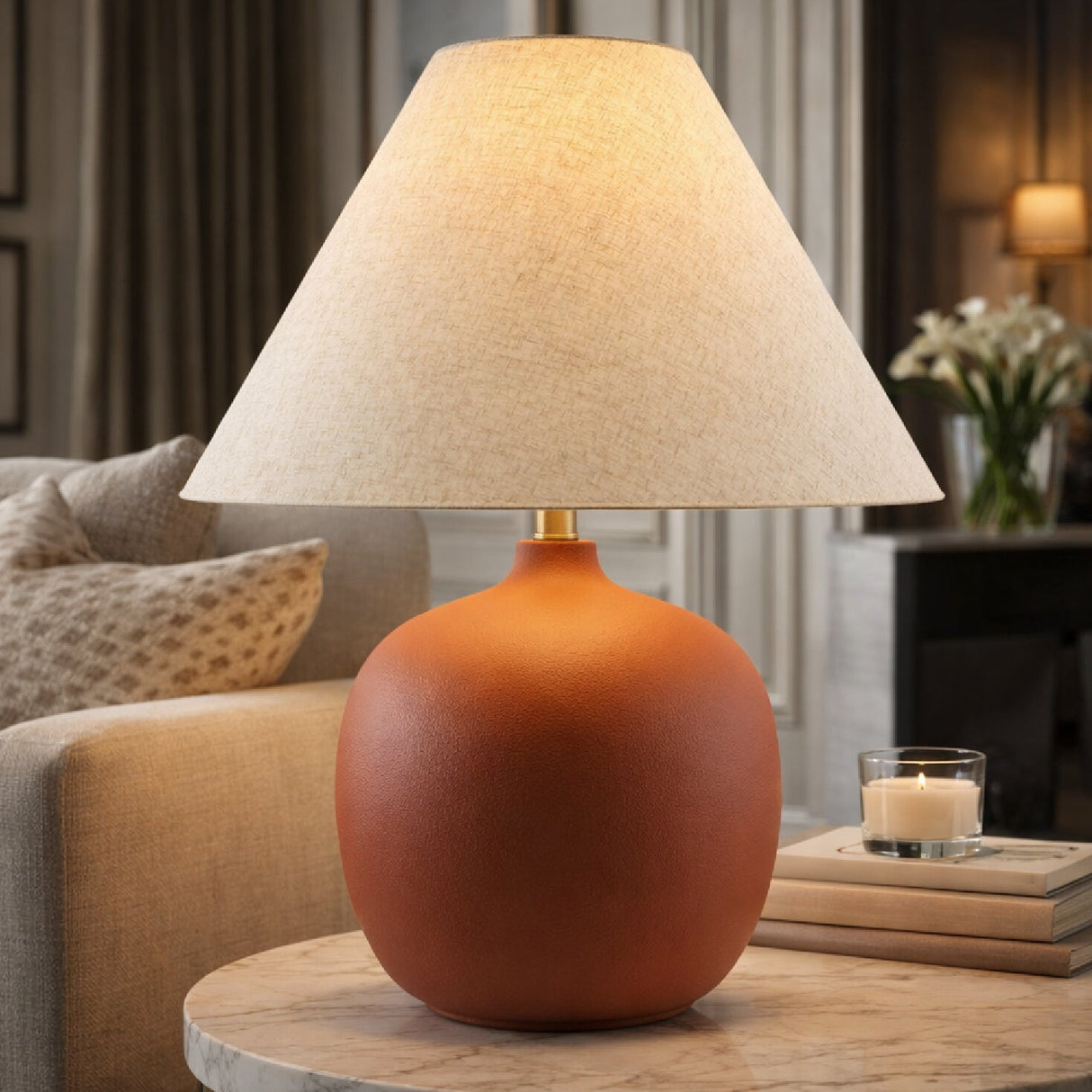 Modern European furniture - Empire Linen Shade Table Lamp - www.oroa.com