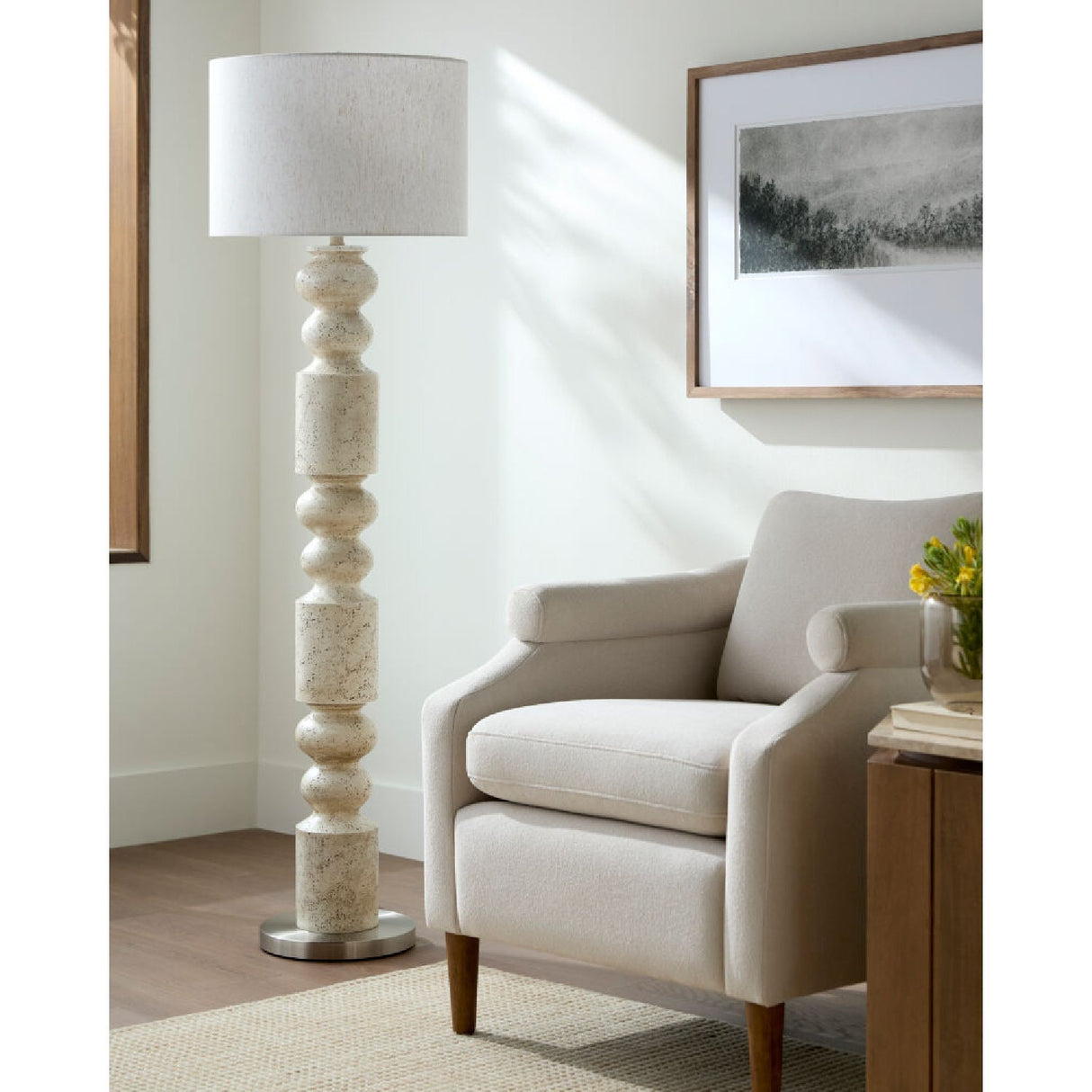 Modern European furniture - Cream Layered Base Floor Lamp - www.oroa.com