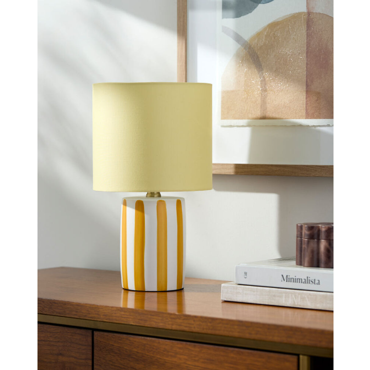 Modern European furniture - Striped Ceramic Linen Table Lamp - www.oroa.com