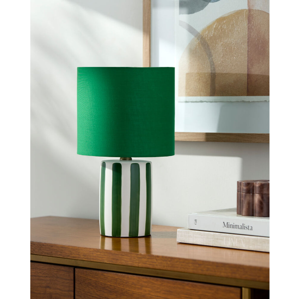 Modern European furniture - Striped Ceramic Linen Table Lamp - www.oroa.com