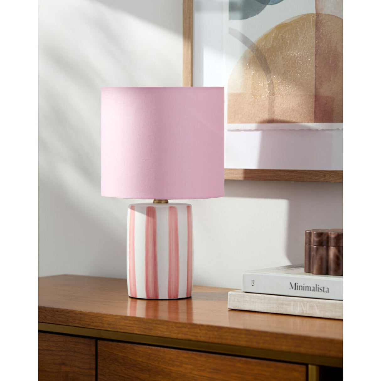 Modern European furniture - Striped Ceramic Linen Table Lamp - www.oroa.com