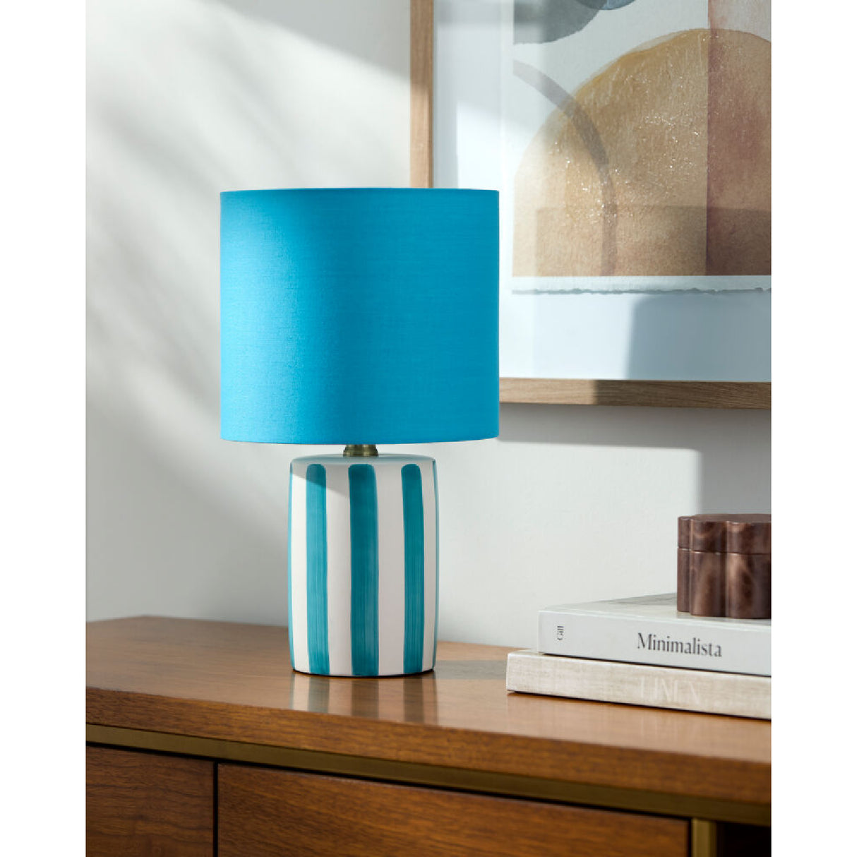 Modern European furniture - Striped Ceramic Linen Table Lamp - www.oroa.com