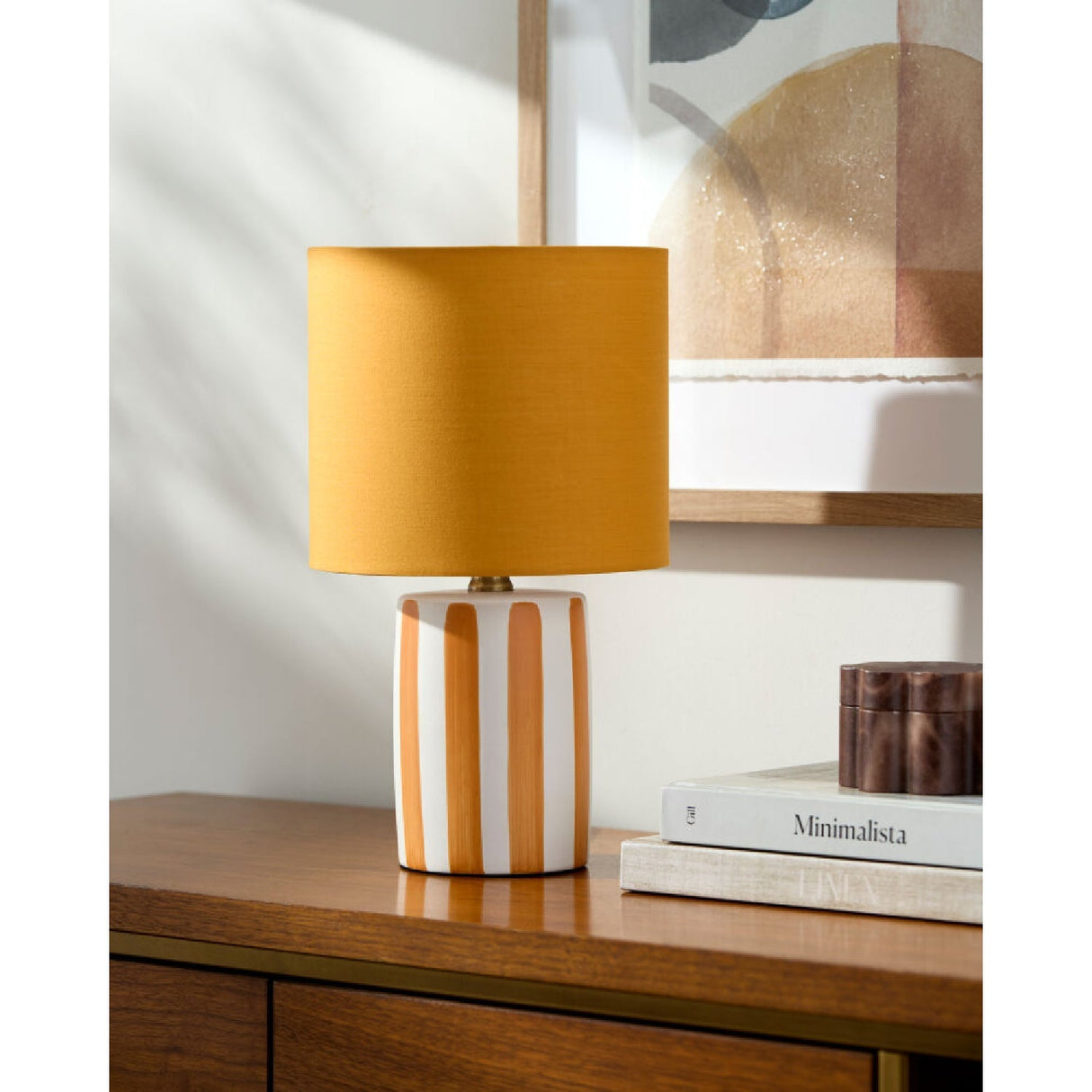 Modern European furniture - Striped Ceramic Linen Table Lamp - www.oroa.com