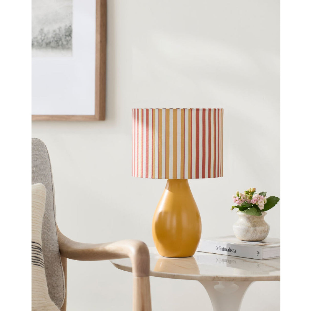 Modern European furniture - Striped Linen Ceramic Table Lamp - www.oroa.com