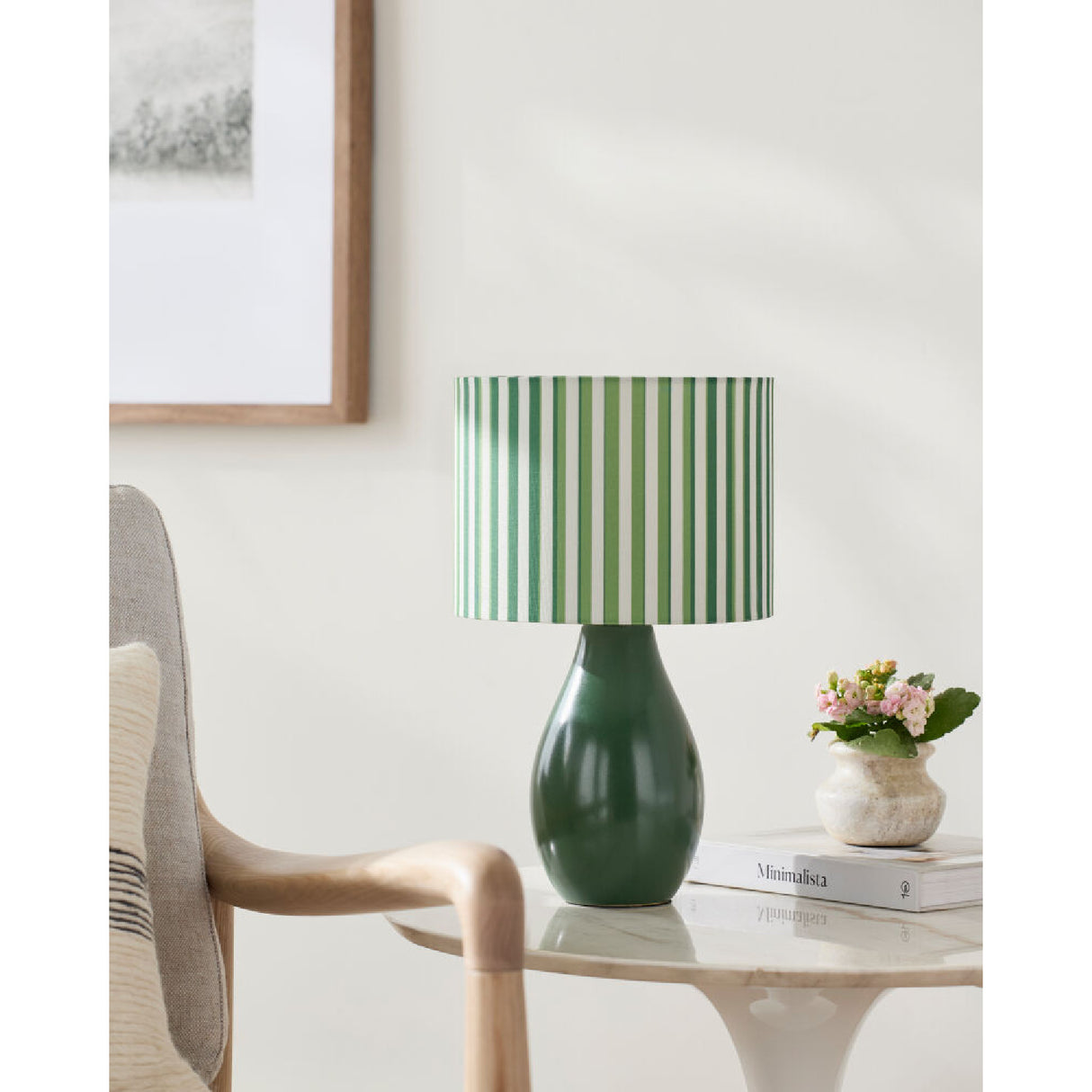 Modern European furniture - Striped Linen Ceramic Table Lamp - www.oroa.com