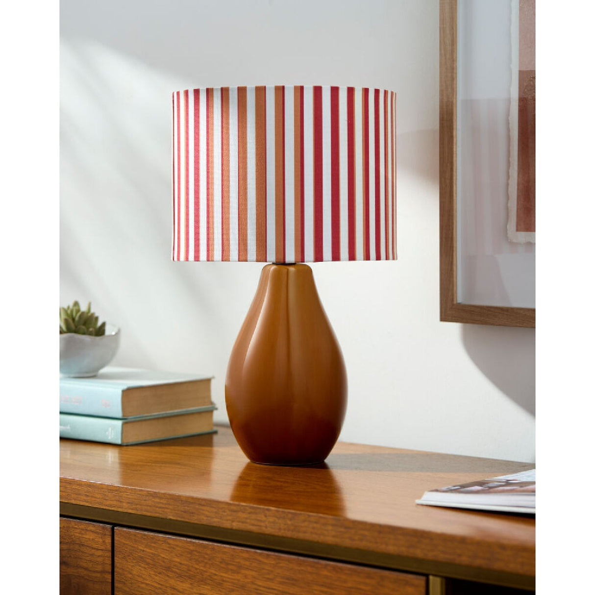 Modern European furniture - Striped Linen Ceramic Table Lamp - www.oroa.com