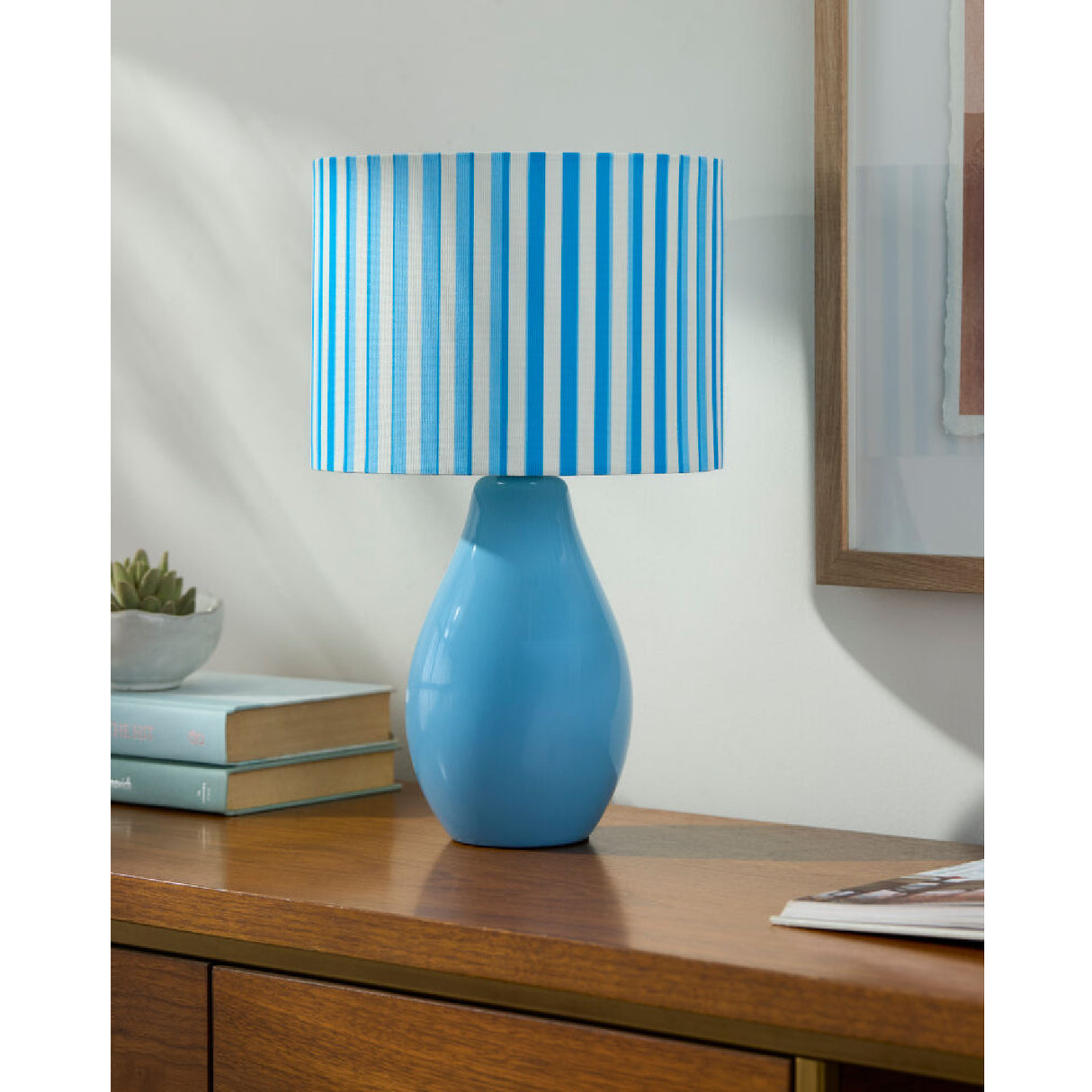 Modern European furniture - Striped Linen Ceramic Table Lamp - www.oroa.com