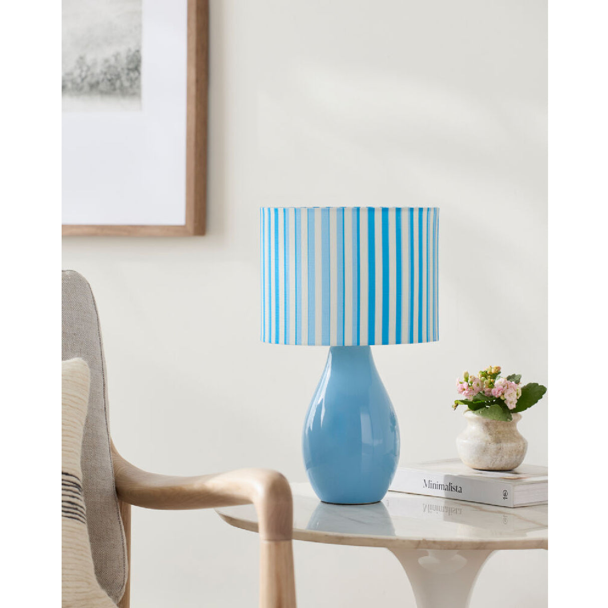 Modern European furniture - Striped Linen Ceramic Table Lamp - www.oroa.com