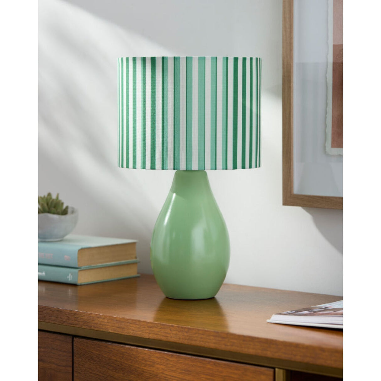 Modern European furniture - Striped Linen Ceramic Table Lamp - www.oroa.com