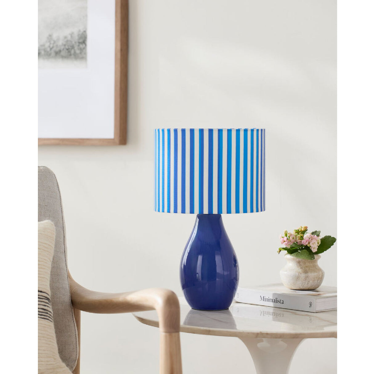 Modern European furniture - Striped Linen Ceramic Table Lamp - www.oroa.com