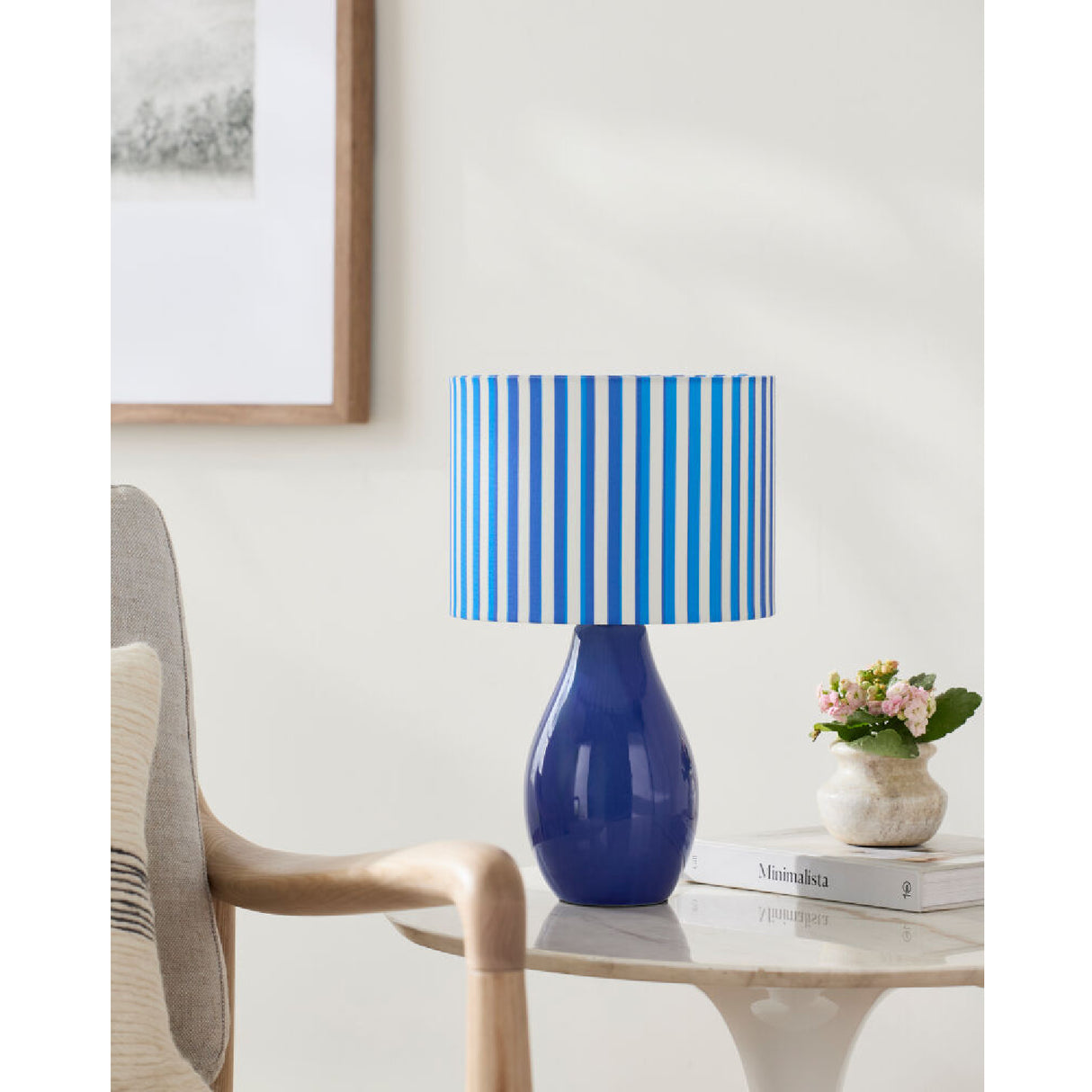 Modern European furniture - Striped Linen Ceramic Table Lamp - www.oroa.com