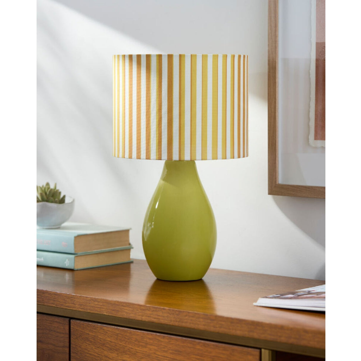 Modern European furniture - Striped Linen Ceramic Table Lamp - www.oroa.com