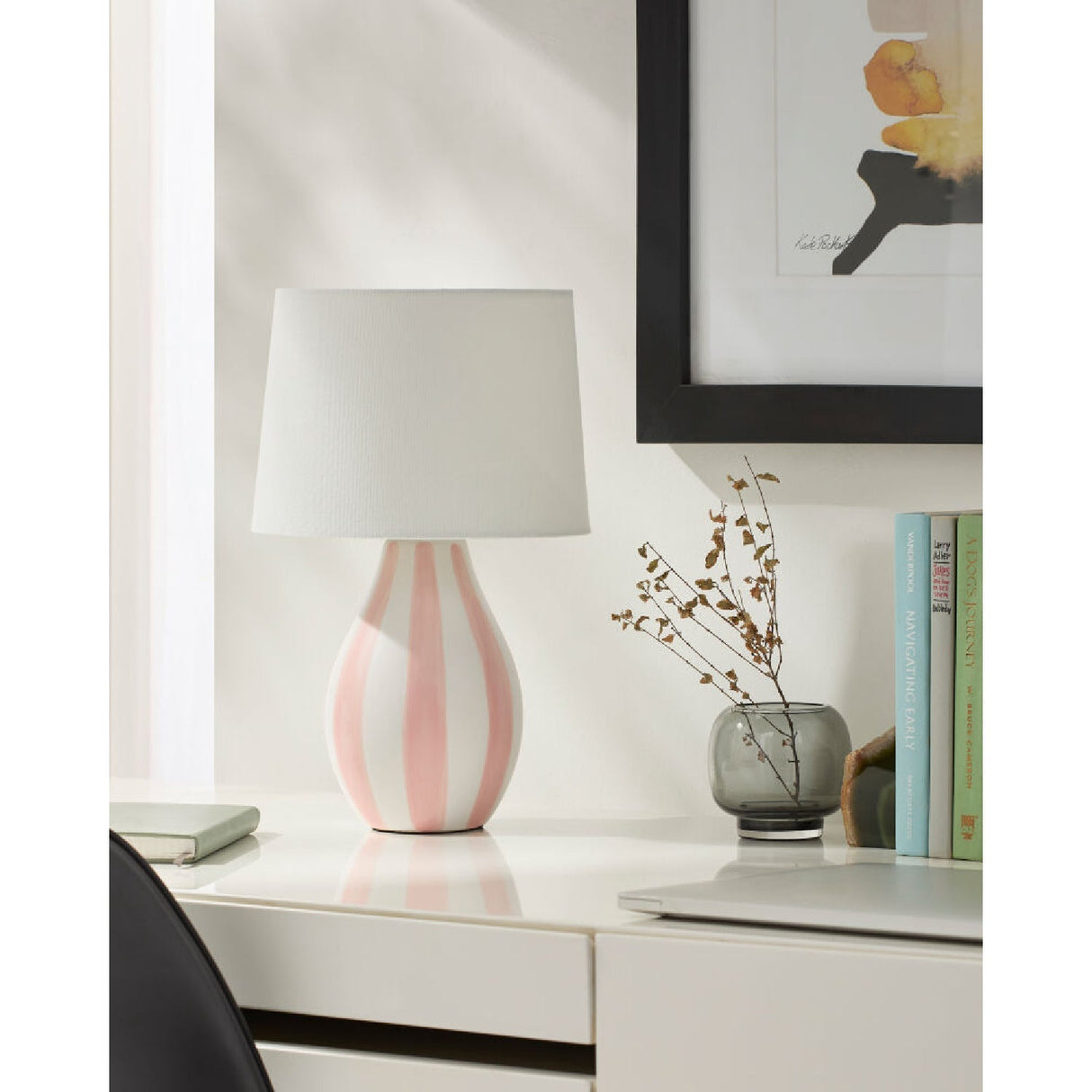 Modern European furniture - Hand-painted Striped Ceramic Table Lamp - www.oroa.com