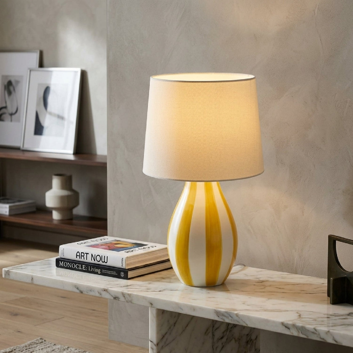 Modern European furniture - Hand-painted Striped Ceramic Table Lamp - www.oroa.com