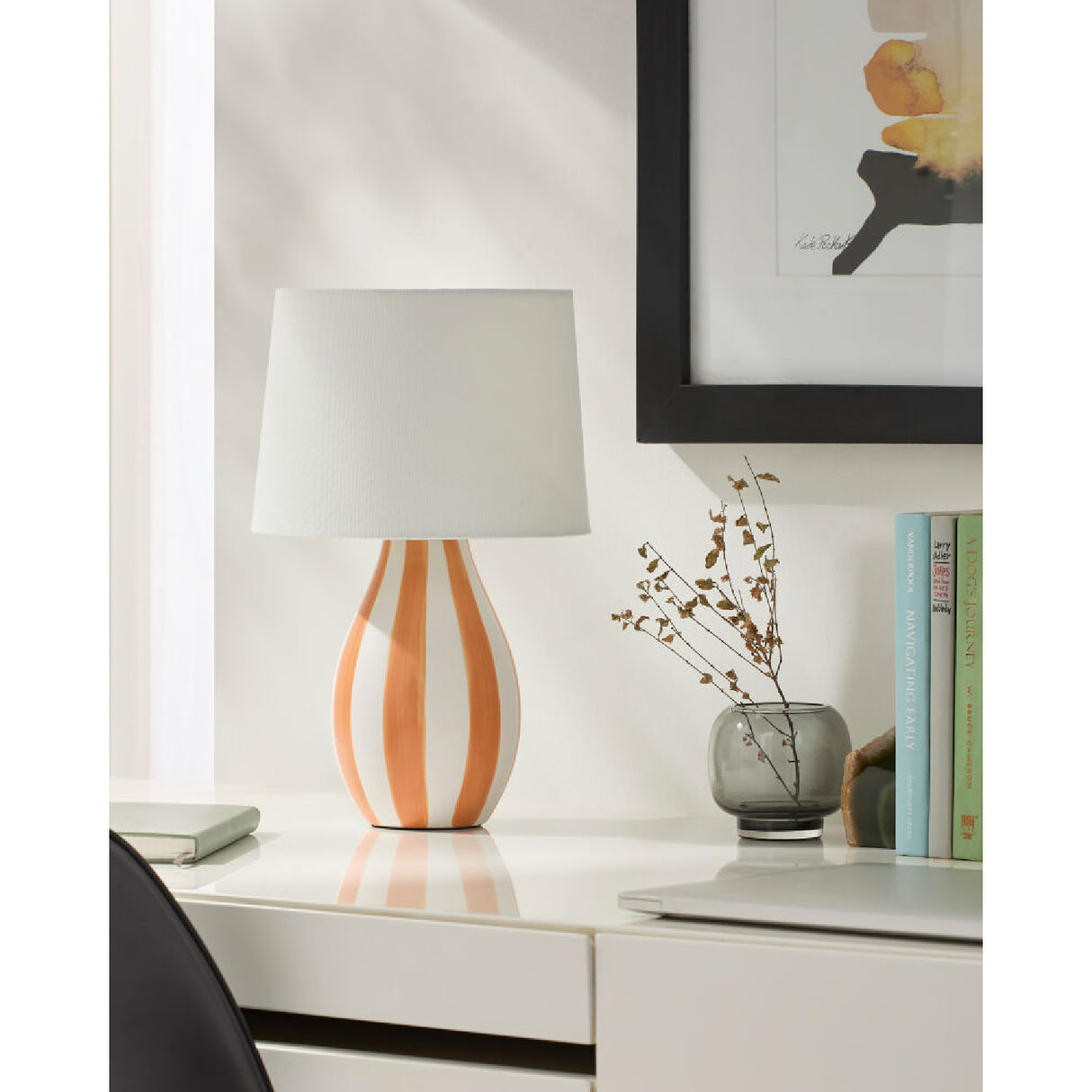 Modern European furniture - Hand-painted Striped Ceramic Table Lamp - www.oroa.com