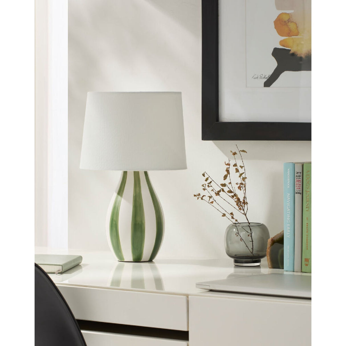Modern European furniture - Hand-painted Striped Ceramic Table Lamp - www.oroa.com