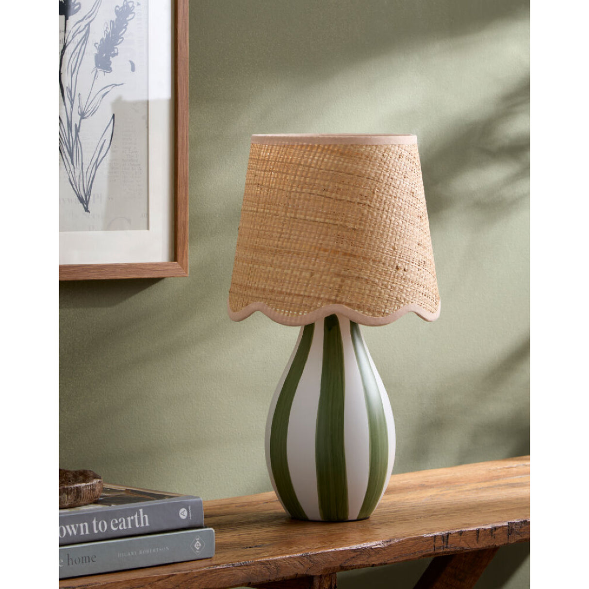 Modern European furniture - Striped Ceramic Seagrass Table Lamp - www.oroa.com