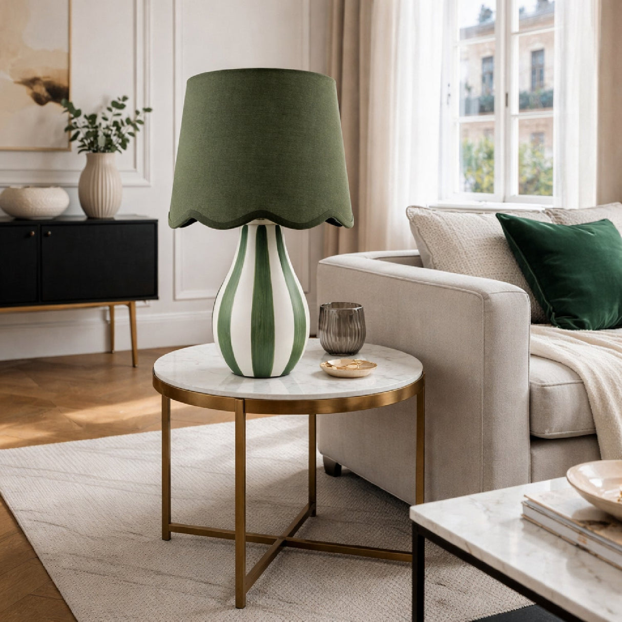 Modern European furniture - Striped Ceramic Seagrass Table Lamp - www.oroa.com