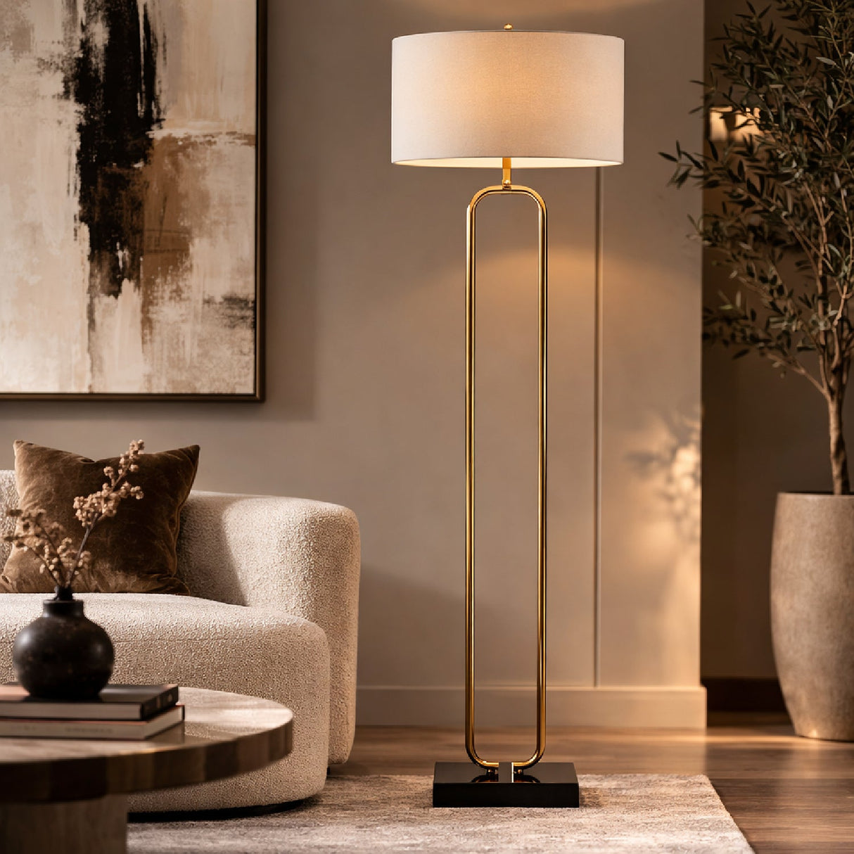 Modern European furniture - White Linen Accent Floor Lamp - www.oroa.com