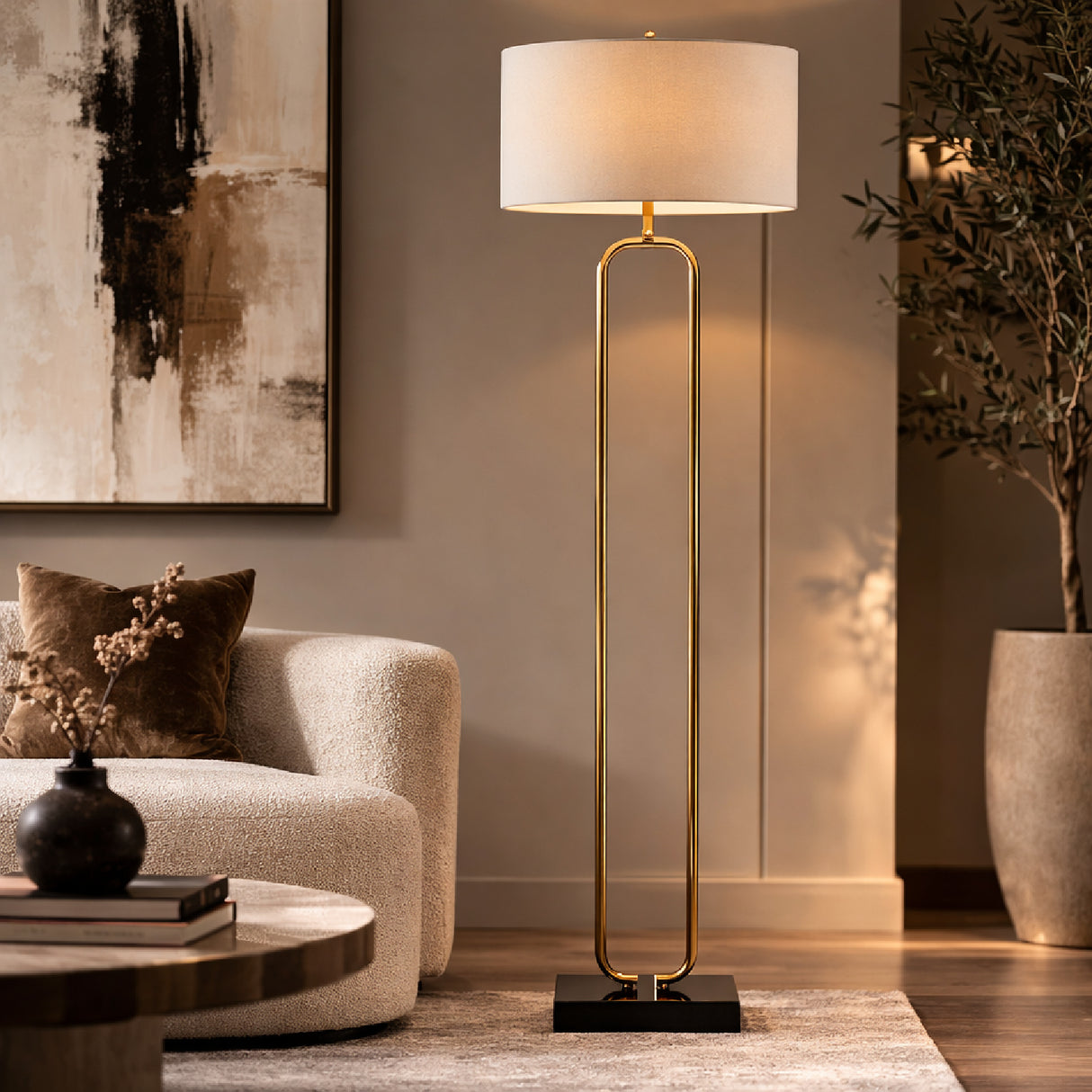 Modern European furniture - White Linen Accent Floor Lamp - www.oroa.com