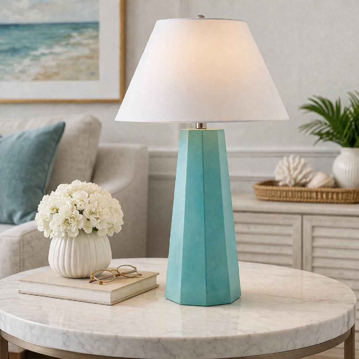 Modern European furniture - Painted Cement Linen Table Lamp - www.oroa.com