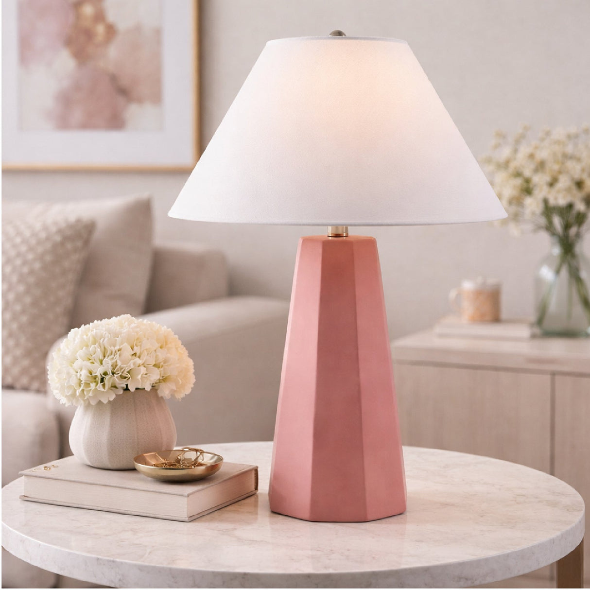 Modern European furniture - Painted Cement Linen Table Lamp - www.oroa.com