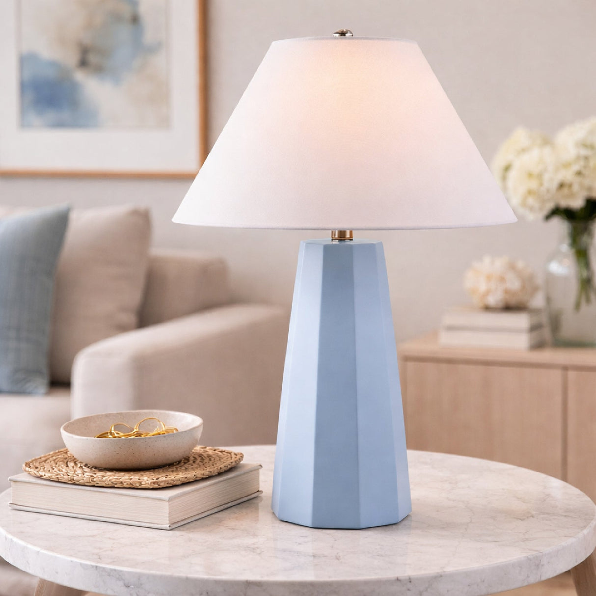 Modern European furniture - Painted Cement Linen Table Lamp - www.oroa.com