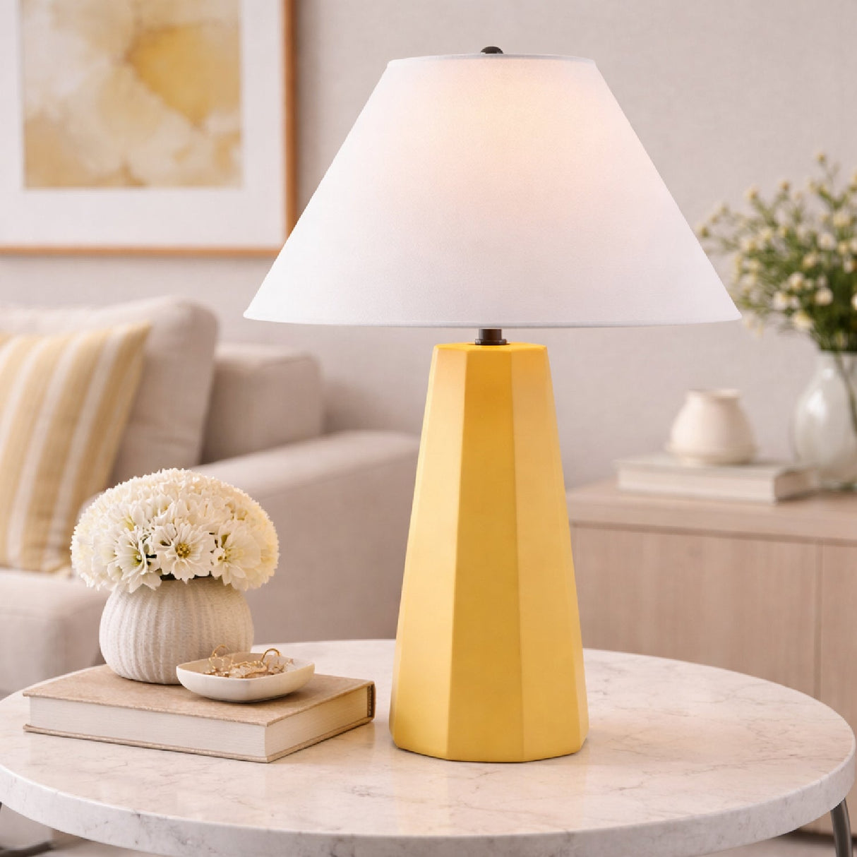 Modern European furniture - Painted Cement Linen Table Lamp - www.oroa.com
